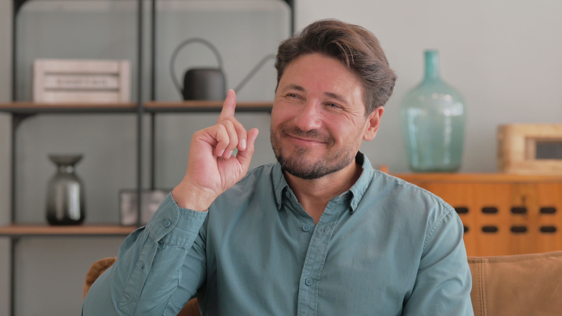 Portrait of Middle Aged Man with a New Idea